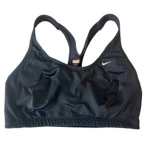 NIKE‎ Sports Bra Size Large Black Swoosh Mesh Breathable Running Walking Sport